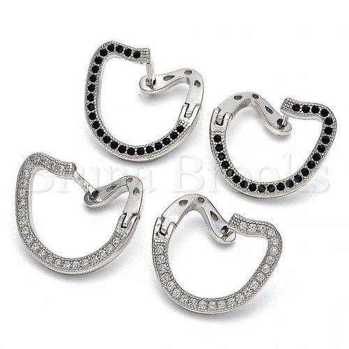 Sterling Silver Huggie Hoop, with Micro Pave, Rhodium Tone