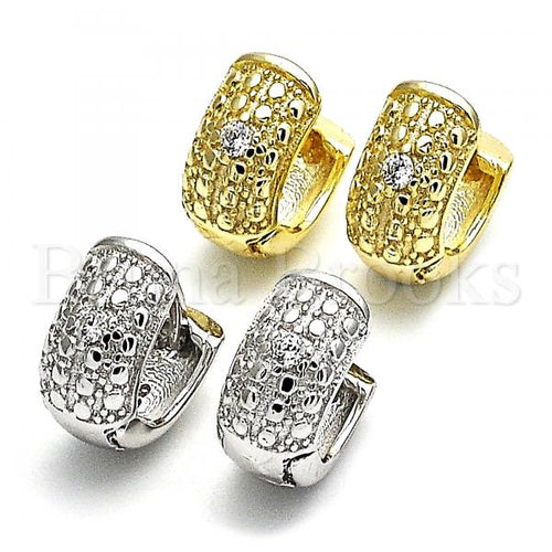 Sterling Silver Huggie Hoop, with Cubic Zirconia, Rhodium Tone