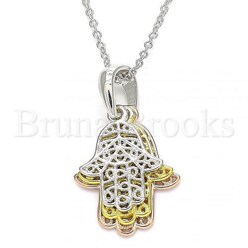 Bruna Brooks Sterling Silver 04.336.0201.16 Fancy Necklace, Hand of God Design, Polished Finish, Tri Tone