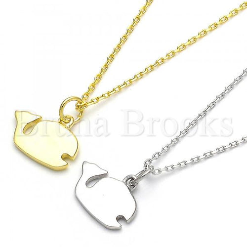 Sterling Silver Fancy Necklace, Rhodium Tone
