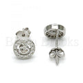 Sterling Silver 02.290.0014 Stud Earring, with White Micro Pave, Polished Finish, Rhodium Tone