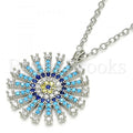 Sterling Silver 04.336.0076.16 Fancy Necklace, with Multicolor Micro Pave, Polished Finish, Rhodium Tone