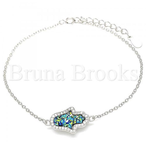 Bruna Brooks Sterling Silver 03.336.0066.07 Fancy Bracelet, Hand of God Design, with White Cubic Zirconia, Polished Finish, Rhodium Tone