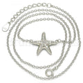 Sterling Silver Fancy Necklace, with Cubic Zirconia, Rhodium Tone