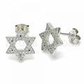 Bruna Brooks Sterling Silver 02.367.0006 Stud Earring, with White Cubic Zirconia, Polished Finish, Rhodium Tone