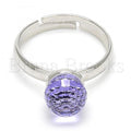 Rhodium Plated Multi Stone Ring, Ball Design, with Swarovski Crystals, Rhodium Tone