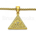 Stainless Steel 04.259.0009.30 Fancy Necklace, with White Crystal, Polished Finish, Golden Tone