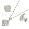 Sterling Silver 10.174.0243 Earring and Pendant Adult Set, with White Micro Pave, Rhodium Tone