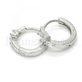 Sterling Silver 02.175.0147.15 Huggie Hoop, with White Cubic Zirconia, Polished Finish, Rhodium Tone