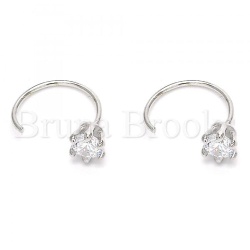 Bruna Brooks Sterling Silver 02.366.0016 Stud Earring, Flower Design, with White Cubic Zirconia, Polished Finish, Rhodium Tone
