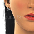 Sterling Silver 02.367.0008.2 Long Earring, with Ruby Cubic Zirconia and White Crystal, Polished Finish, Rhodium Tone