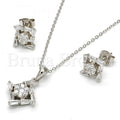 Sterling Silver 10.286.0022 Earring and Pendant Adult Set, with White Cubic Zirconia, Polished Finish, Rhodium Tone