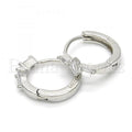 Sterling Silver 02.175.0152.15 Huggie Hoop, with White Cubic Zirconia, Polished Finish, Rhodium Tone