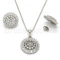 Sterling Silver 10.286.0001 Earring and Pendant Adult Set, with White Cubic Zirconia, Polished Finish, Rhodium Tone