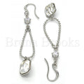 Rhodium Plated 02.26.0153 Long Earring, with Crystal Swarovski Crystals and White Cubic Zirconia, Polished Finish, Rhodium Tone