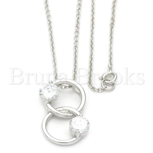 Bruna Brooks Sterling Silver 10.174.0149.18 Fancy Necklace, with White Cubic Zirconia, Polished Finish, Golden Tone