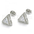 Sterling Silver 02.285.0088 Stud Earring, with White Cubic Zirconia, Polished Finish, Rhodium Tone
