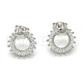 Sterling Silver 02.285.0005 Stud Earring, Star Design, with White Cubic Zirconia, Polished Finish, Rhodium Tone
