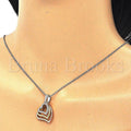 Sterling Silver 04.336.0112.16 Fancy Necklace, Heart Design, with White Crystal, Polished Finish, Tri Tone