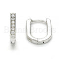Bruna Brooks Sterling Silver 02.186.0039.10 Huggie Hoop, with White Cubic Zirconia, Polished Finish, Rhodium Tone