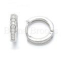 Bruna Brooks Sterling Silver 02.332.0006.12 Huggie Hoop, with White Micro Pave, Polished Finish, Rhodium Tone