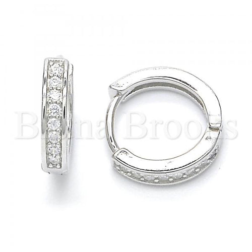 Bruna Brooks Sterling Silver 02.332.0006.12 Huggie Hoop, with White Micro Pave, Polished Finish, Rhodium Tone