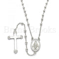 Bruna Brooks Sterling Silver 09.285.0005.28 Thin Rosary, Virgen Maria and Cross Design, Polished Finish, Rhodium Tone
