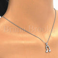 Sterling Silver 05.336.0018 Fancy Pendant, Music Note Design, with White Crystal, Polished Finish, Rhodium Tone
