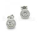 Sterling Silver 02.290.0014 Stud Earring, with White Micro Pave, Polished Finish, Rhodium Tone