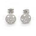 Sterling Silver 02.186.0106 Stud Earring, with White Crystal, Polished Finish, Rhodium Tone