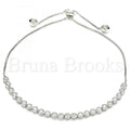 Bruna Brooks Sterling Silver 03.286.0006.10 Fancy Bracelet, with White Cubic Zirconia, Polished Finish, Rhodium Tone