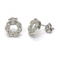 Bruna Brooks Sterling Silver 02.175.0058 Stud Earring, with White Micro Pave, Polished Finish, Rhodium Tone