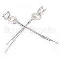 Sterling Silver 02.186.0094 Long Earring, Heart Design, with White Micro Pave, Polished Finish, Rhodium Tone