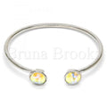 Rhodium Plated Individual Bangle, with Swarovski Crystals, Rhodium Tone