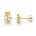 Bruna Brooks Sterling Silver 02.285.0064 Stud Earring, Flower Design, with White Cubic Zirconia, Polished Finish, Golden Tone