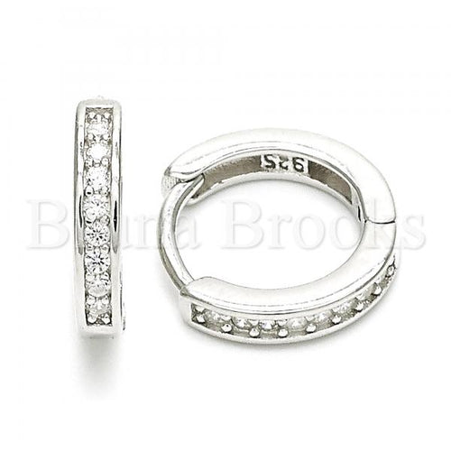 Bruna Brooks Sterling Silver 02.369.0033.15 Huggie Hoop, with White Cubic Zirconia, Polished Finish, Rhodium Tone