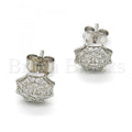 Sterling Silver 02.174.0069 Stud Earring, Umbrella Design, with White Micro Pave, Polished Finish, Rhodium Tone