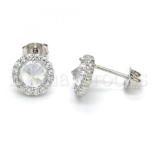 Bruna Brooks Sterling Silver 02.285.0069 Stud Earring, with White Cubic Zirconia, Polished Finish,