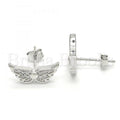 Bruna Brooks Sterling Silver 02.336.0068 Stud Earring, with White Crystal, Polished Finish, Rhodium Tone