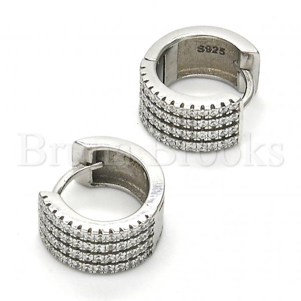 Sterling Silver 02.175.0074.15 Huggie Hoop, with White Crystal, Polished Finish, Rhodium Tone