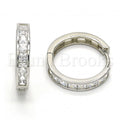 Bruna Brooks Sterling Silver 02.286.0003.20 Huggie Hoop, with White Cubic Zirconia, Polished Finish, Rhodium Tone