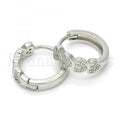 Sterling Silver 02.175.0160.15 Huggie Hoop, Heart Design, with White Micro Pave, Polished Finish, Rhodium Tone