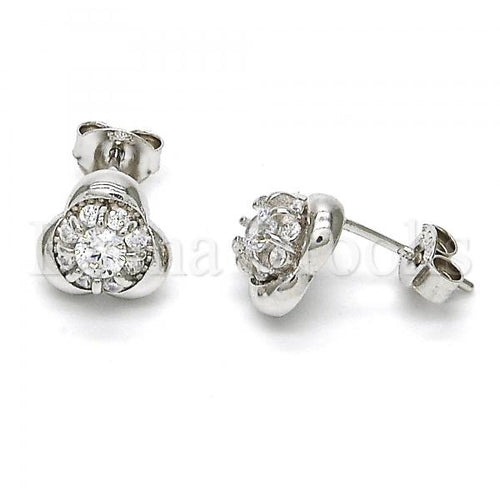 Bruna Brooks Sterling Silver 02.285.0013 Stud Earring, with White Cubic Zirconia, Polished Finish, Rhodium Tone