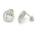 Bruna Brooks Sterling Silver 02.285.0040 Stud Earring, Dolphin Design, with White Cubic Zirconia, Polished Finish,