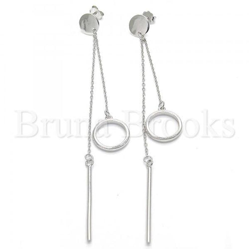 Bruna Brooks Sterling Silver 02.186.0083 Long Earring, Polished Finish, Rhodium Tone