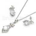 Sterling Silver 10.281.0002 Earring and Pendant Adult Set, with White Cubic Zirconia, Polished Finish, Rhodium Tone