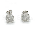 Sterling Silver 02.290.0012 Stud Earring, with White Micro Pave, Polished Finish, Rhodium Tone