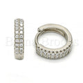 Bruna Brooks Sterling Silver 02.175.0079.15 Huggie Hoop, with White Crystal, Polished Finish, Rhodium Tone