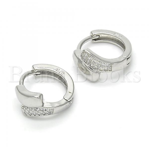 Sterling Silver 02.175.0145.15 Huggie Hoop, with White Micro Pave, Polished Finish, Rhodium Tone