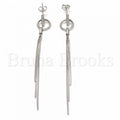 Bruna Brooks Sterling Silver 02.285.0103 Long Earring, with White Micro Pave, Polished Finish, Rhodium Tone